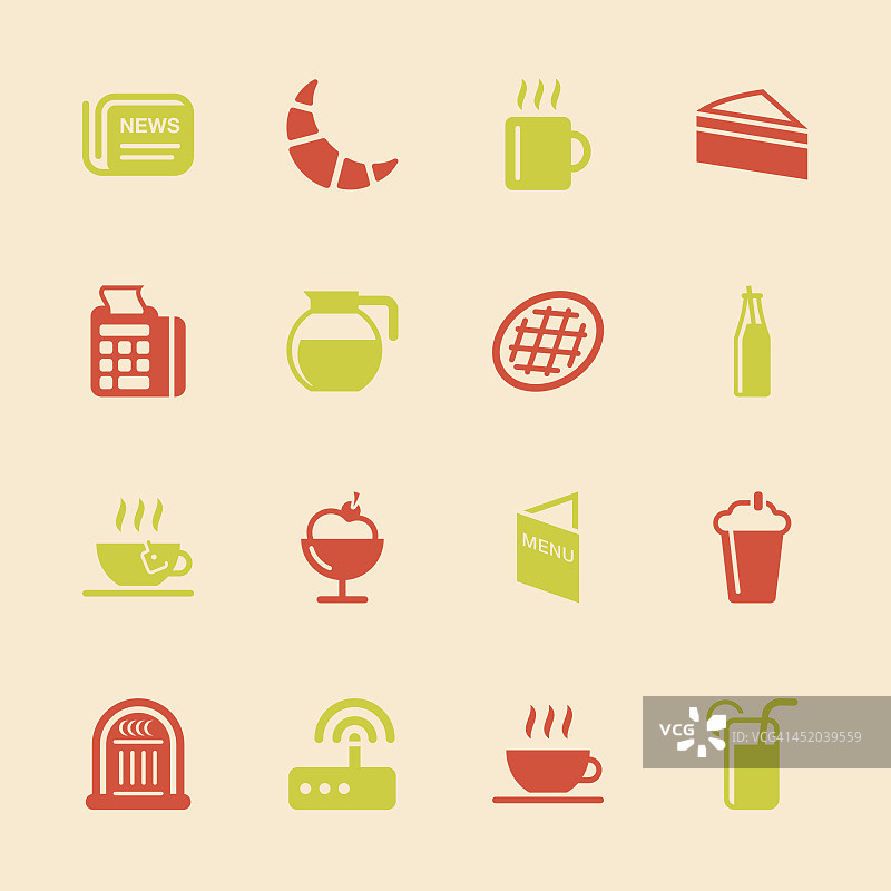 咖啡馆图标 - 彩色系列| EPS10图片素材