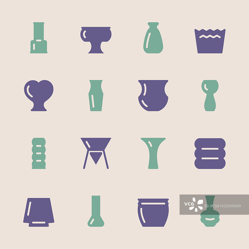 花盆和花瓶图标套装2 - 彩色系列图片素材