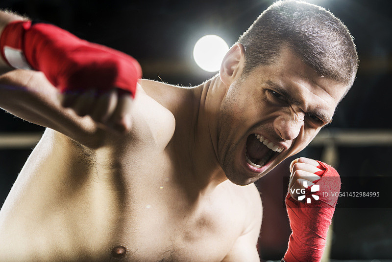 年轻的拳击手在锻炼图片素材