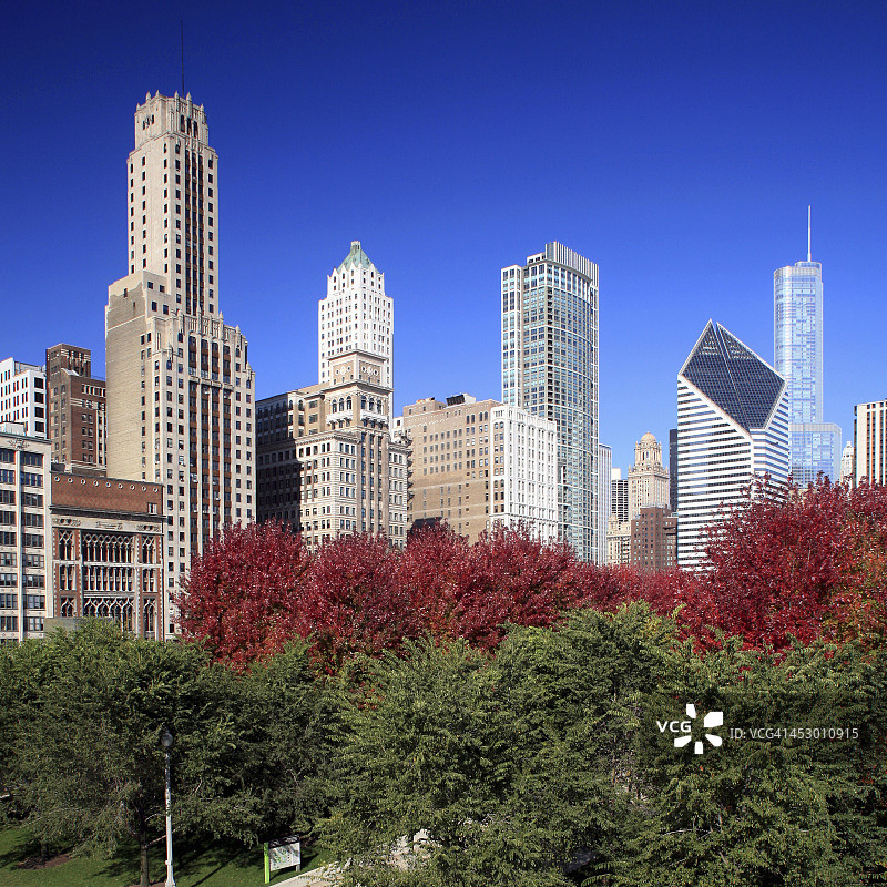 芝加哥天际线和千禧公园图片素材