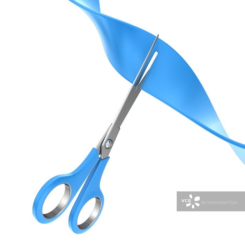 剪蓝色丝带图片素材