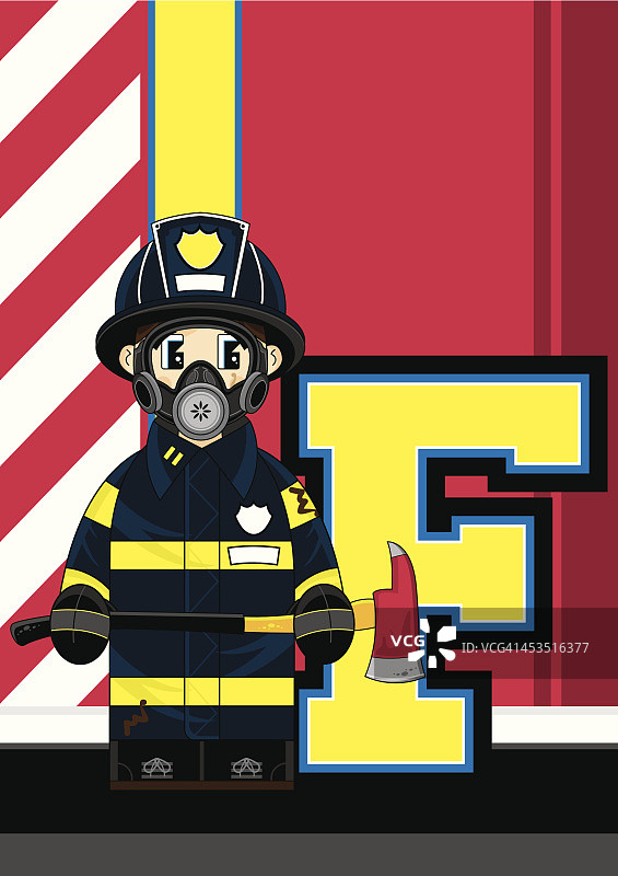消防员学习字母F图片素材