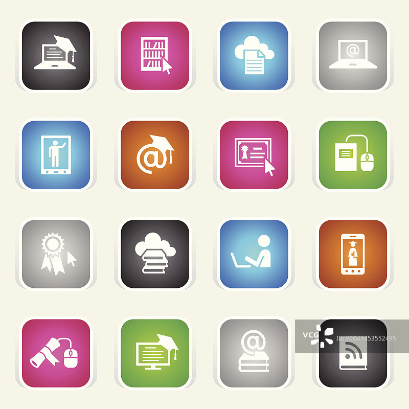 彩色在线教育图标图片素材