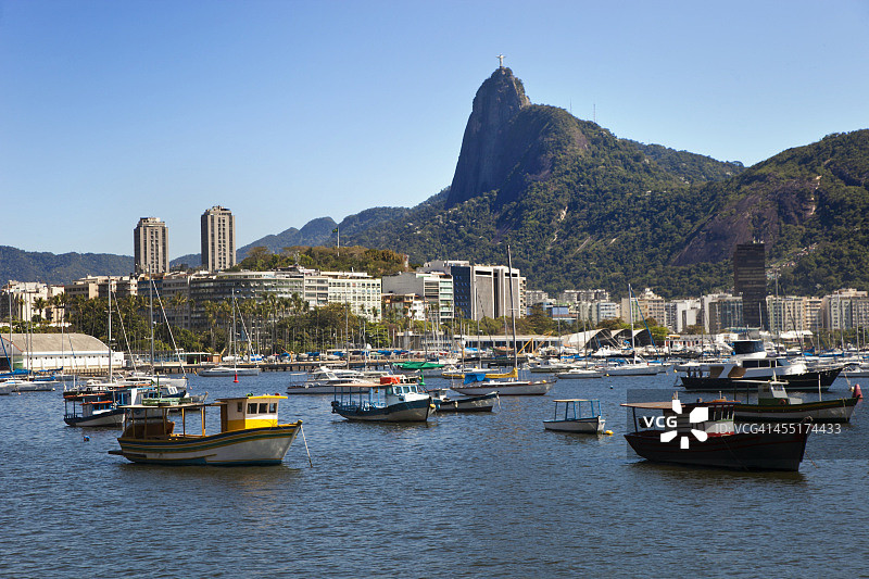 瓜纳巴拉湾与基督像图片素材