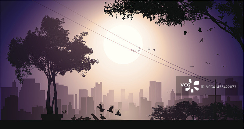 城市清晨图片素材