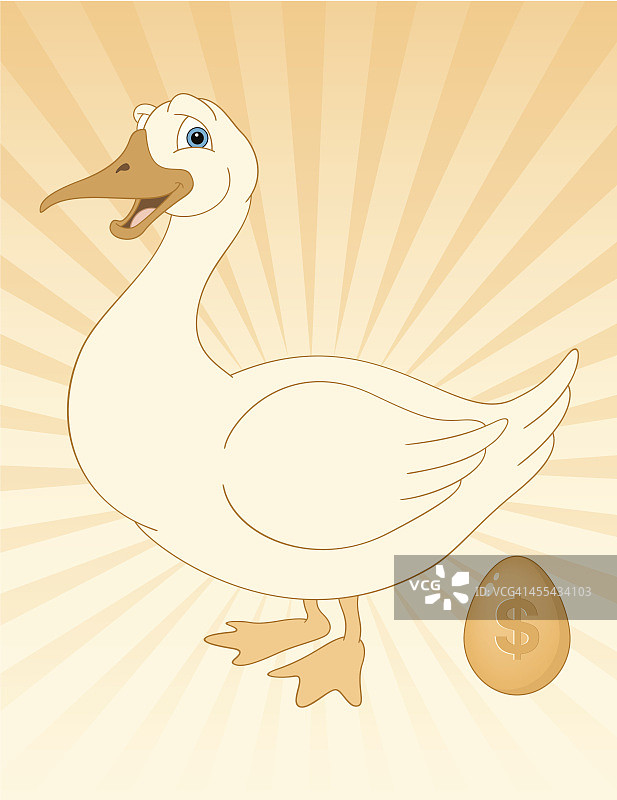 下金蛋的金鹅插画图片素材