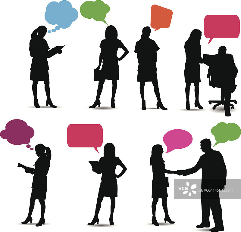 带有对话气泡的商务人士图片素材