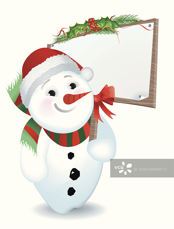 圣诞节雪人举着节日标志图片素材