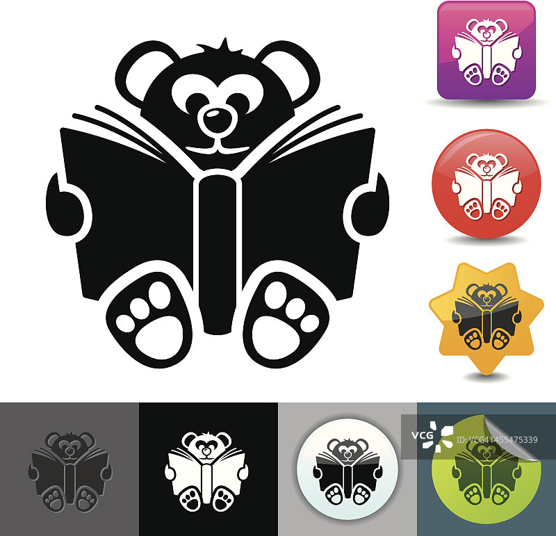 泰迪熊阅读图标图片素材