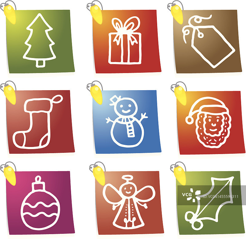 带灯的圣诞图标块图片素材