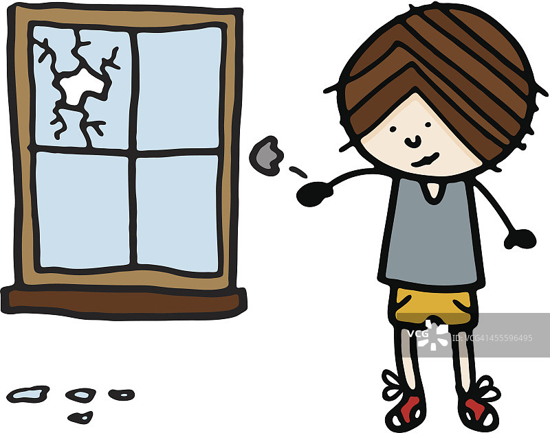 扔石头打破窗户图片素材