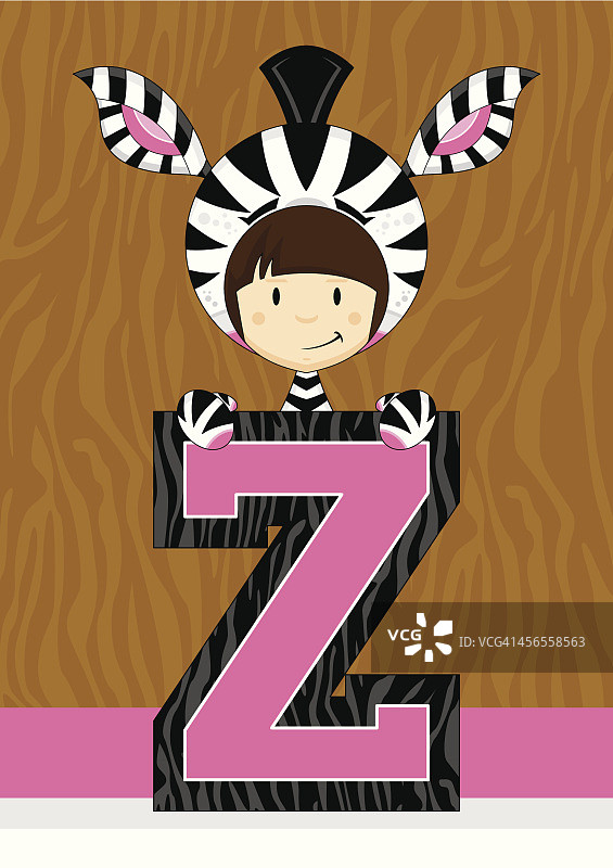 穿斑马服装学习绘画的女孩图片素材