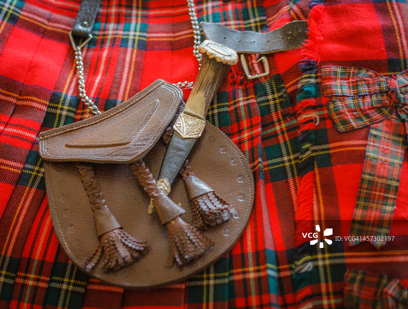 苏格兰短裙和毛皮钱包图片素材