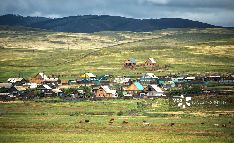 西伯利亚的村庄图片素材