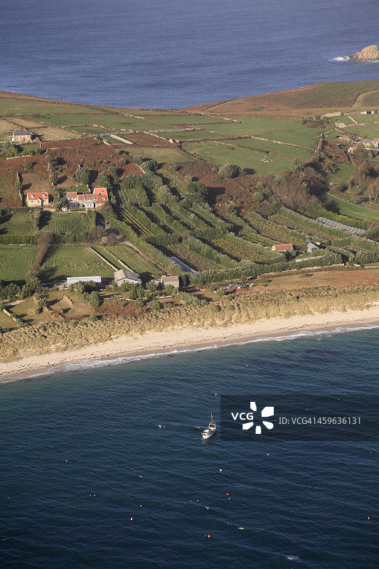 圣马丁小型渔船鸟瞰图片素材
