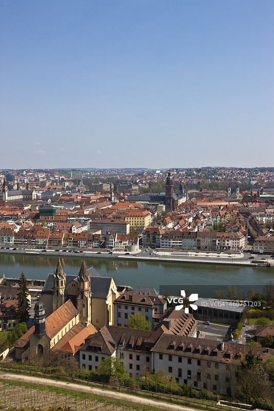 德国巴伐利亚维尔茨堡：美因河城市景观图片素材