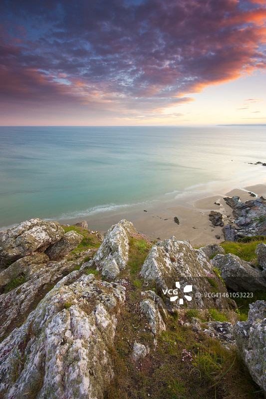 英国康沃尔惠特桑德湾日落图片素材