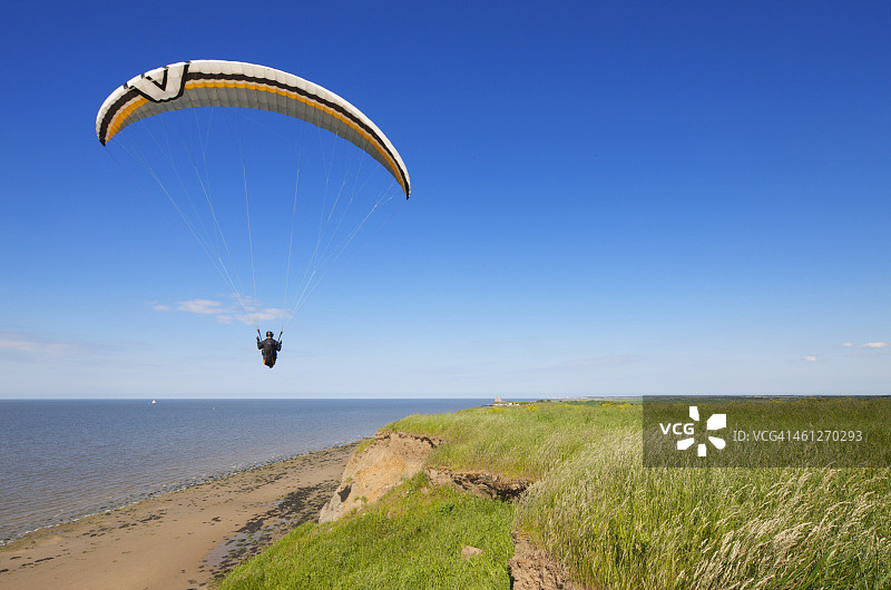 Reculver Country Park滑翔伞，Reculver，肯特图片素材