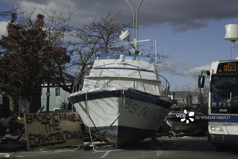桑迪飓风过后宽阔海峡的破坏图片素材