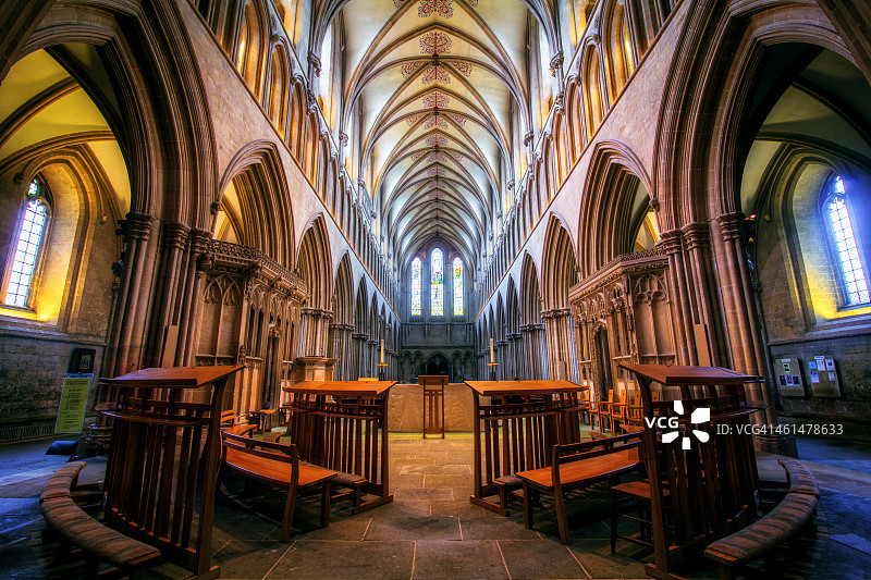美丽的威尔斯座堂，萨默塞特，英格兰图片素材