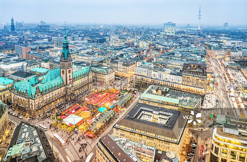 德国汉堡城市冬季灯光图片素材