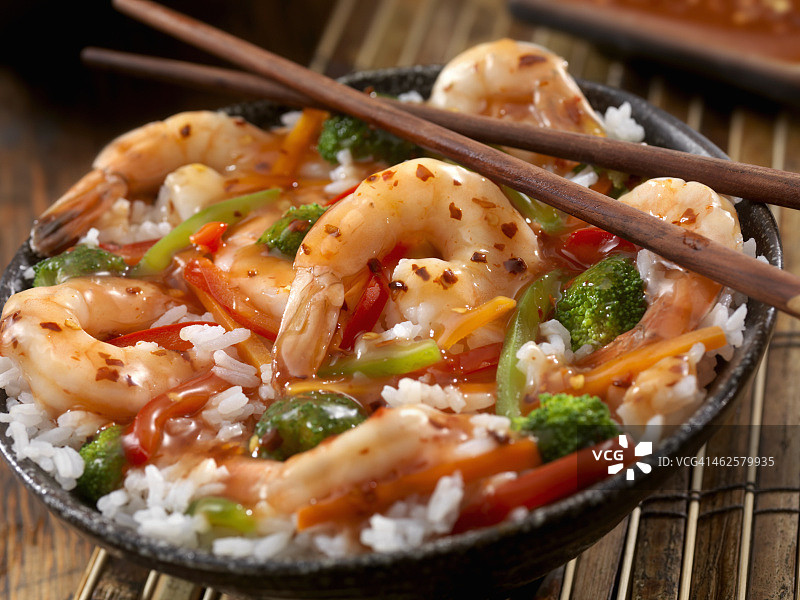 日式照烧虾仁饭图片素材