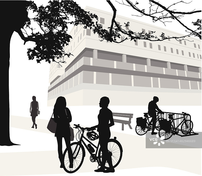 校园自行车架图片素材