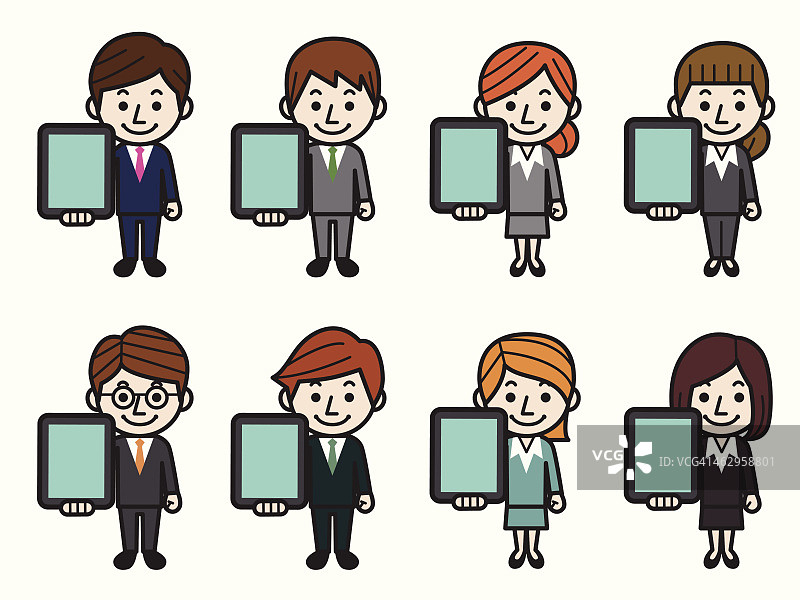 商务人士手持平板电脑图片素材