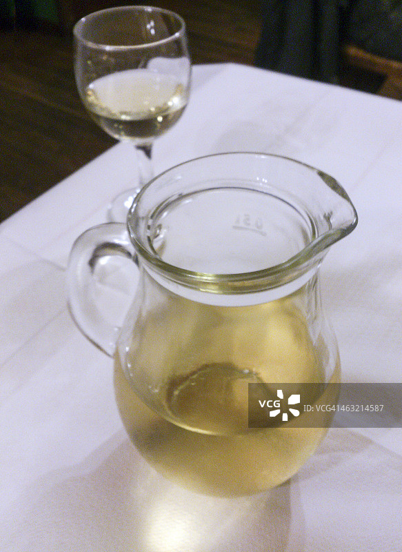 希腊白葡萄酒瓶图片素材