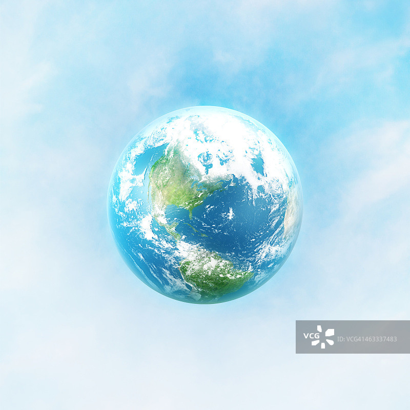 云朵中的蓝色地球图片素材