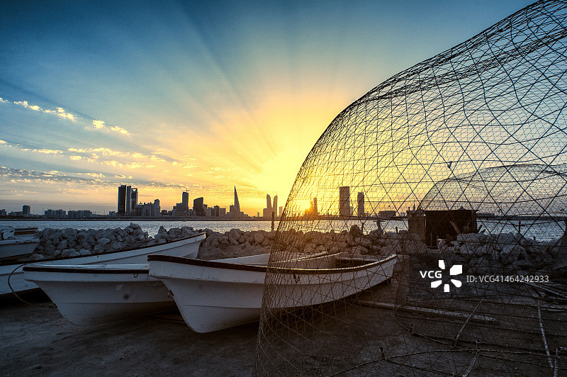 巴林穆哈拉格传统渔笼（红外照片）图片素材