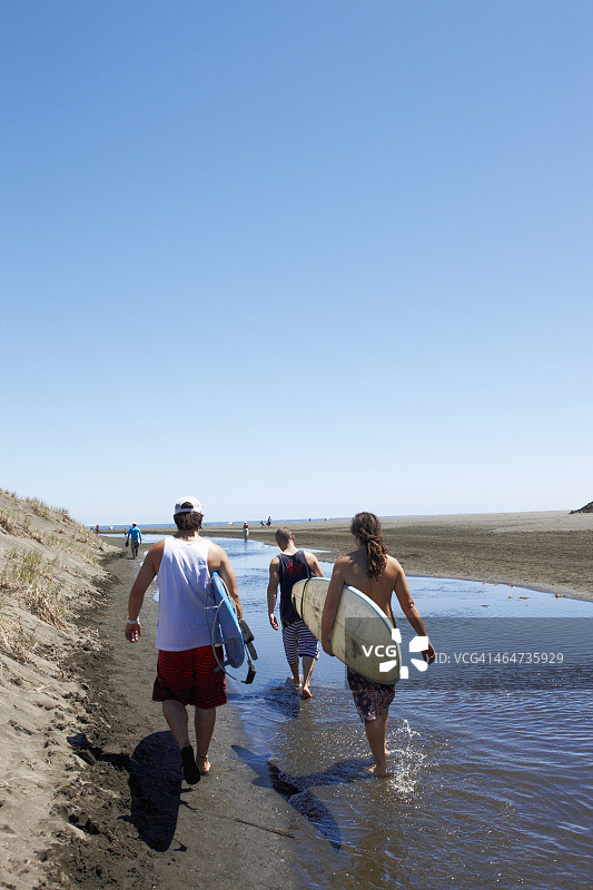 新西兰冲浪者沙滩漫步图片素材