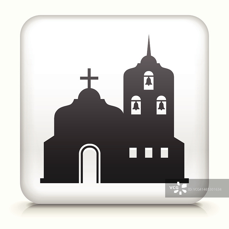 带基督教教堂界面图标的方形按钮图片素材