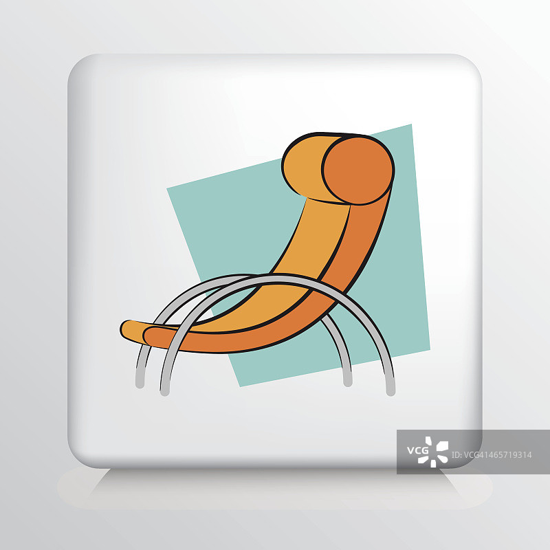 现代风格橙色金属腿椅方形图标图片素材