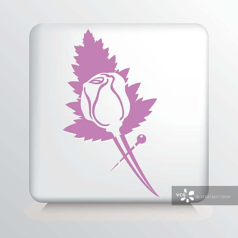 粉色叶子胸花上的白色婚礼玫瑰方块图标图片素材