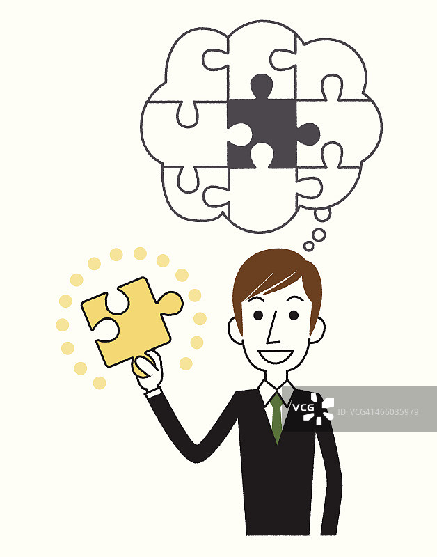 拿着拼图的商人图片素材