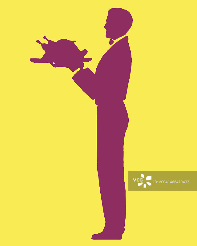 服务员的侧面剪影图片素材