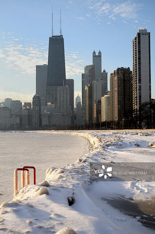 冰冻的海滩水域图片素材