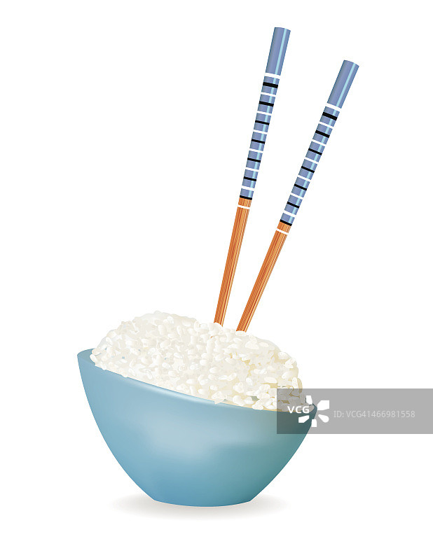 蓝色米饭与筷子图片素材