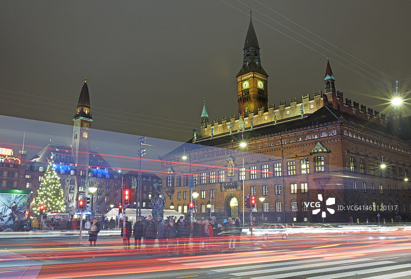 哥本哈根市政厅夜景图片素材