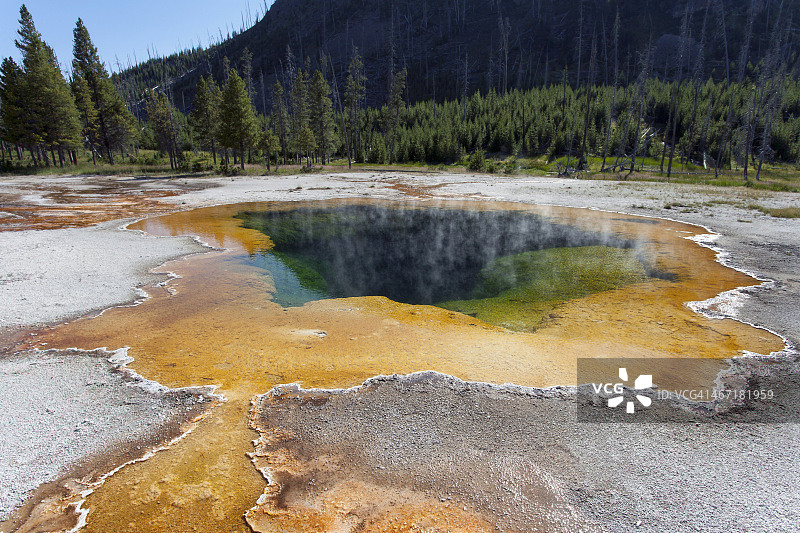 美国怀俄明州黄石国家公园上间歇泉盆地的彩色池图片素材