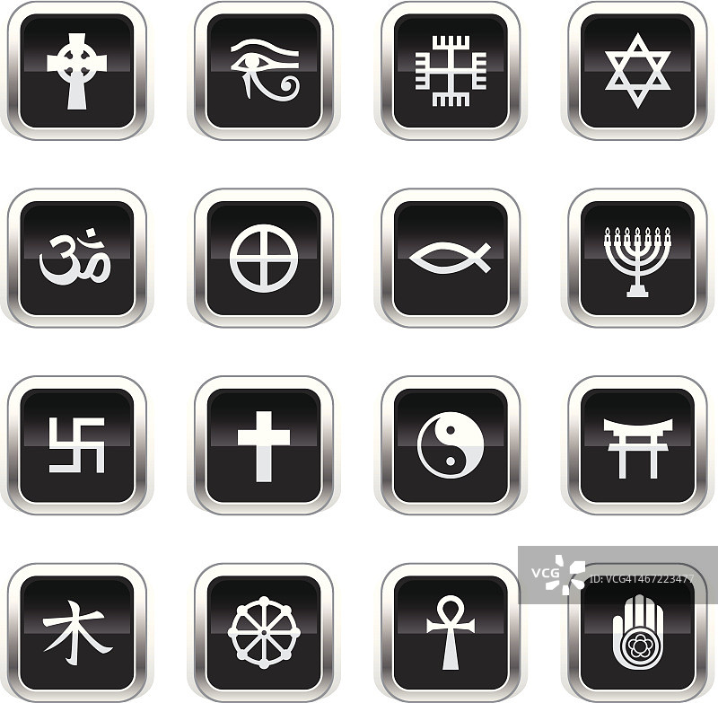 超光泽黑色图标 - 宗教符号图片素材