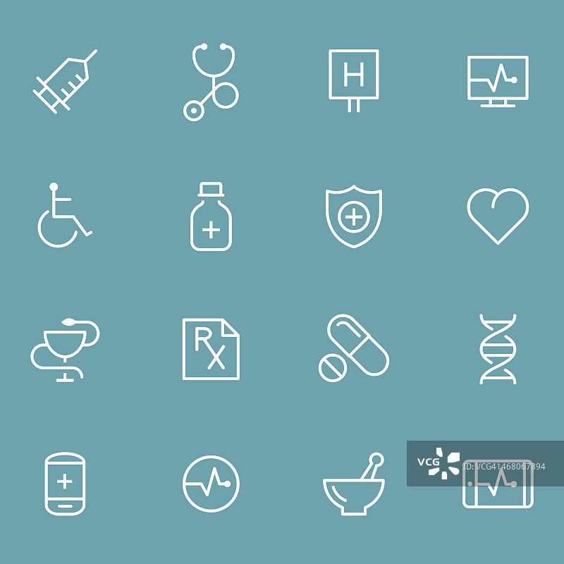 蓝色背景上的白色医疗图标图片素材