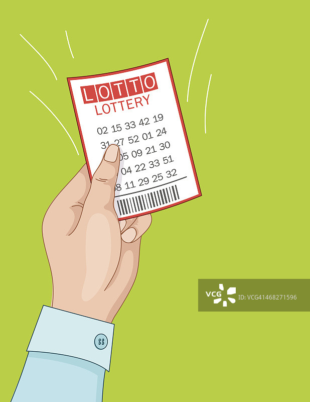 女人手持中奖彩票图片素材