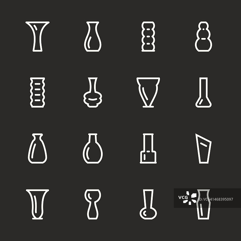 花瓶剪影图标-白色系列图片素材