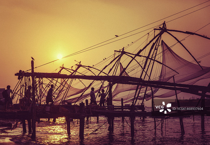 科钦中国渔网图片素材