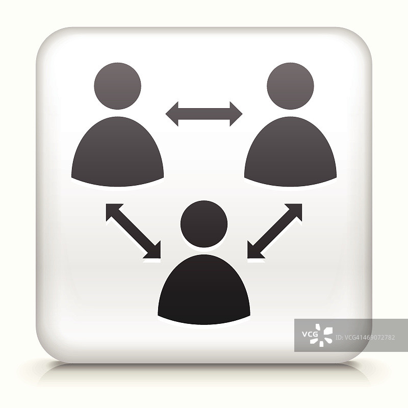 带黑色网络群组图像的白色方形3D矢量图标图片素材