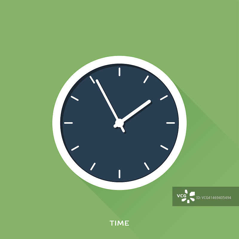 绿色背景上的深蓝色无数字钟面图片素材