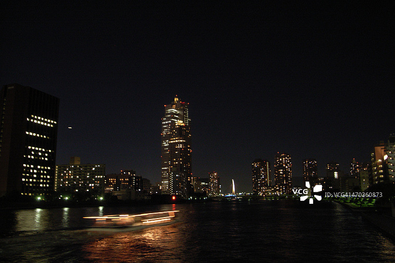 从胜哄桥看到的东京夜景图片素材