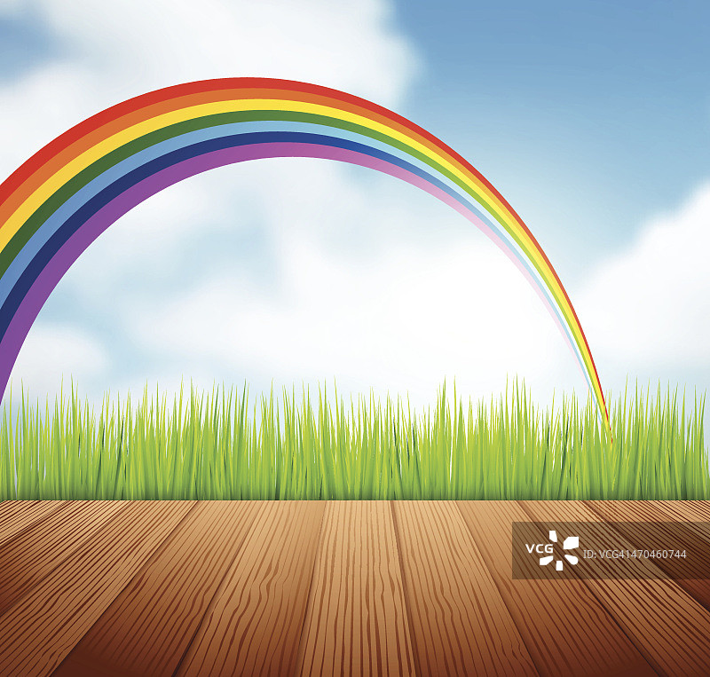 绿色的草和蓝色的天空图片素材